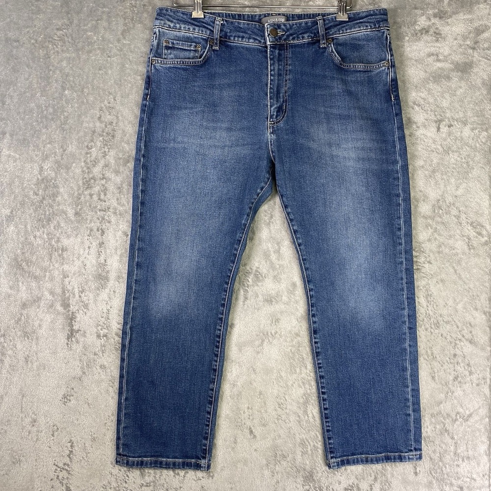 Ash & Erie Jeans Mens 36x27 (fit 35x25)‎ Blue Straight Denim Five Pocket Preppy